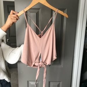 Blush halter tied crop top